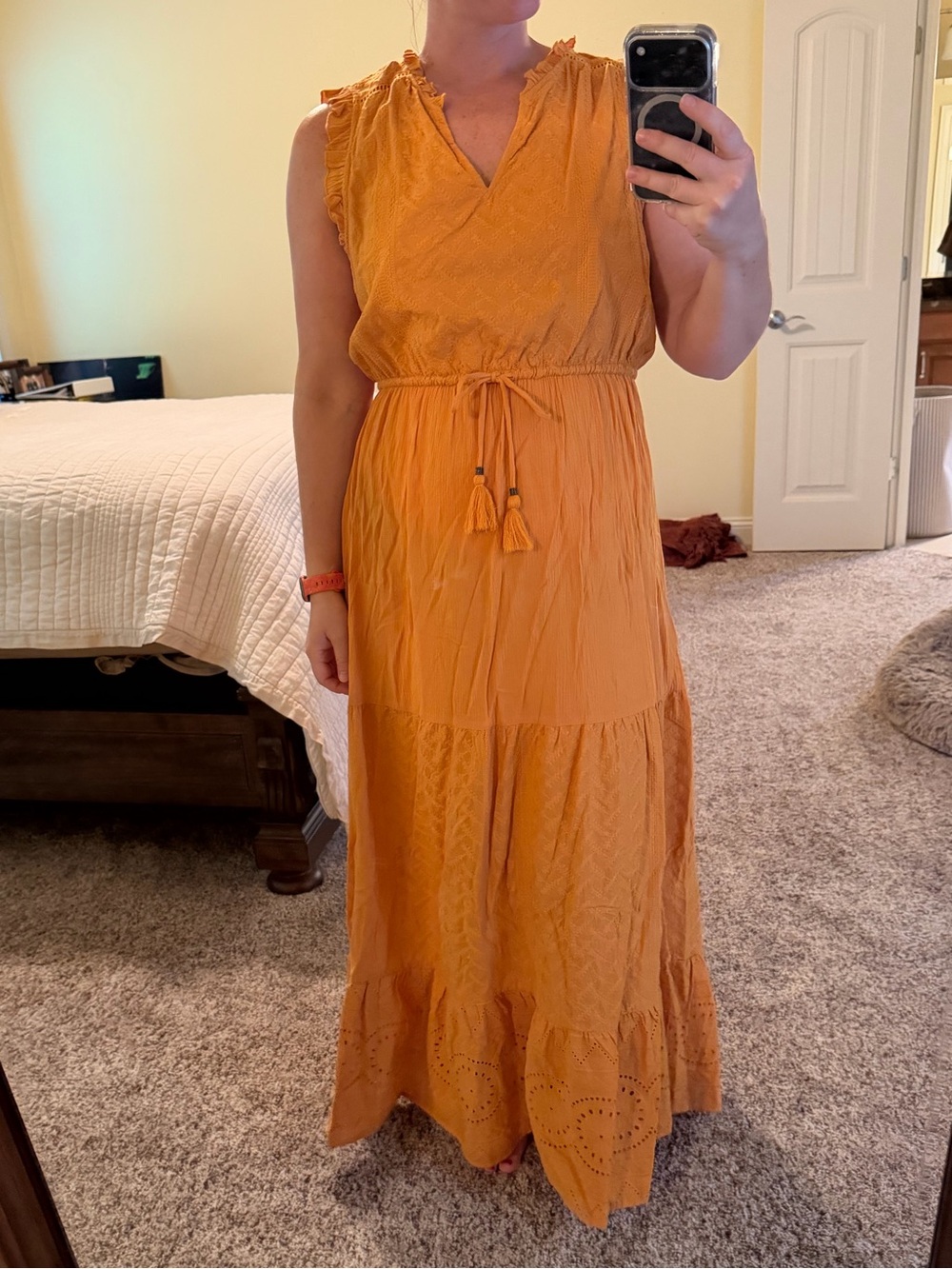 Westbound Sleeveless Tiered Maxi Dress in Mustard Yellow
